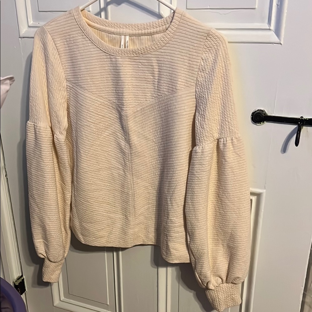 Anthropologie Cream Textured Top